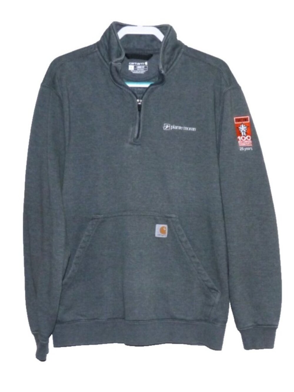 Carhartt Loose Fit gray pullover sweatshirt with business Logo men's size L